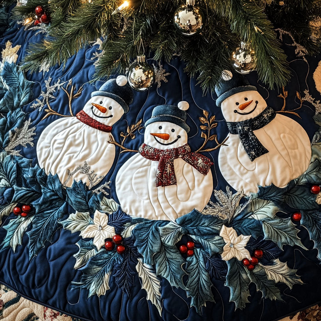 Merry Snow Quilted Christmas Tree Skirt Xmas Tree Base Cover Unique Christmas Gifts For Family