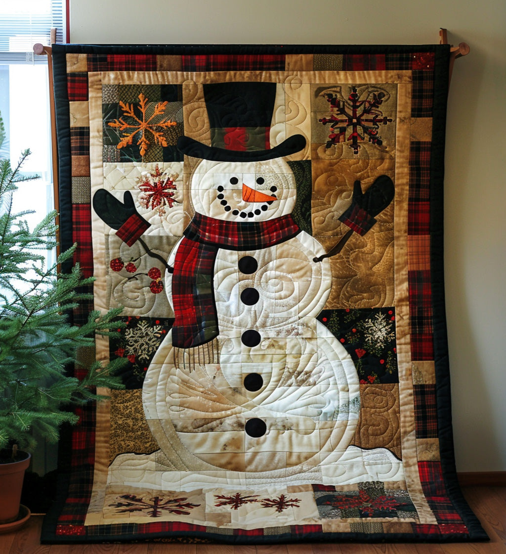 Merry Snowman Quilted Blanket Christmas Gifts For Grandparents