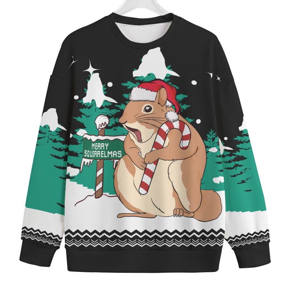 Merry Squirrelmas Plus Size Christmas Sweater Lovely Christmas Sweater Gift for Mom or Grandma