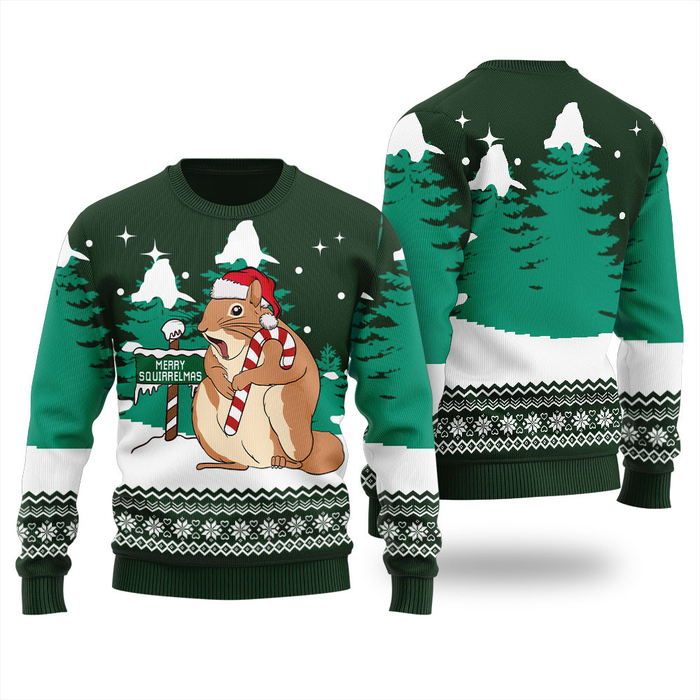 Merry Squirrelmas Ugly Sweater Classic Holiday Sweater for Festive Looks
