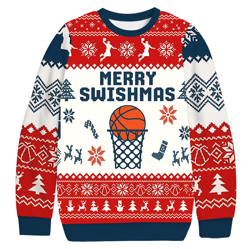 Merry Swishmas Christmas Ugly Sweatshirt Christmas Gift For Friends Merry Swishmas Christmas Ugly Sweatshirt Christmas Gift For Friends