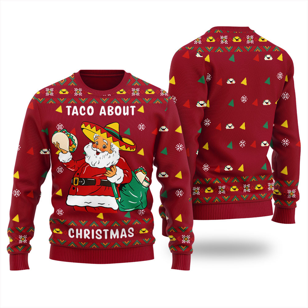 Merry Tacomas Santa Mens Ugly Sweater Comfortable Holiday Sweater for Chilly Nights
