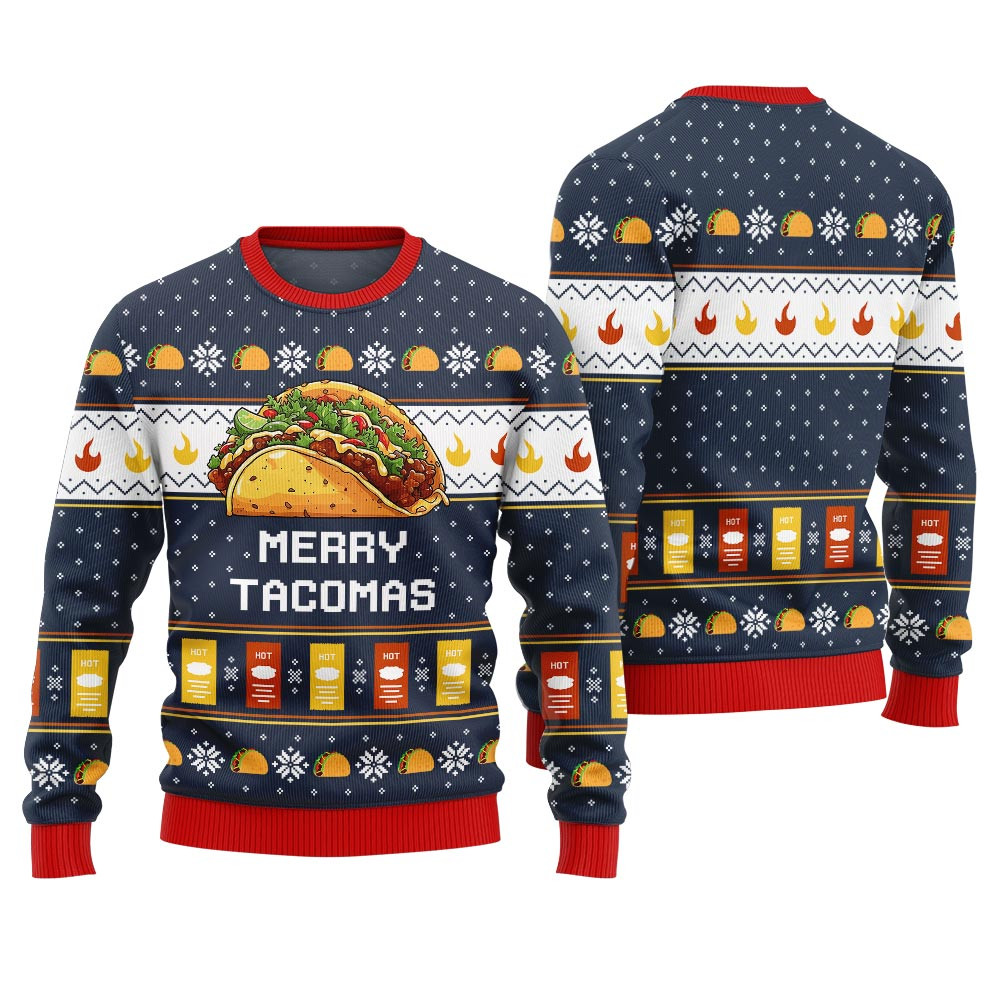 Merry Tacomas Ugly Christmas Sweater Cozy Christmas Sweater for Holiday Season