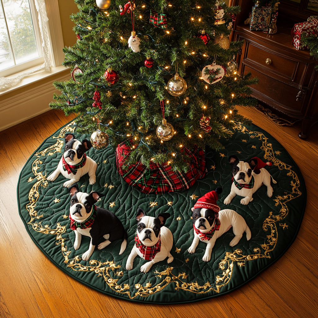 Merry Terrier Magic Quilted Christmas Tree Skirt Holiday Decorations Best Gifts For Pet Dog Lovers