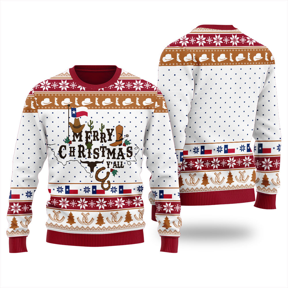 Merry Texas Christmas Womens Ugly Christmas Sweater Warm Winter Merch Gift for Someone You Love