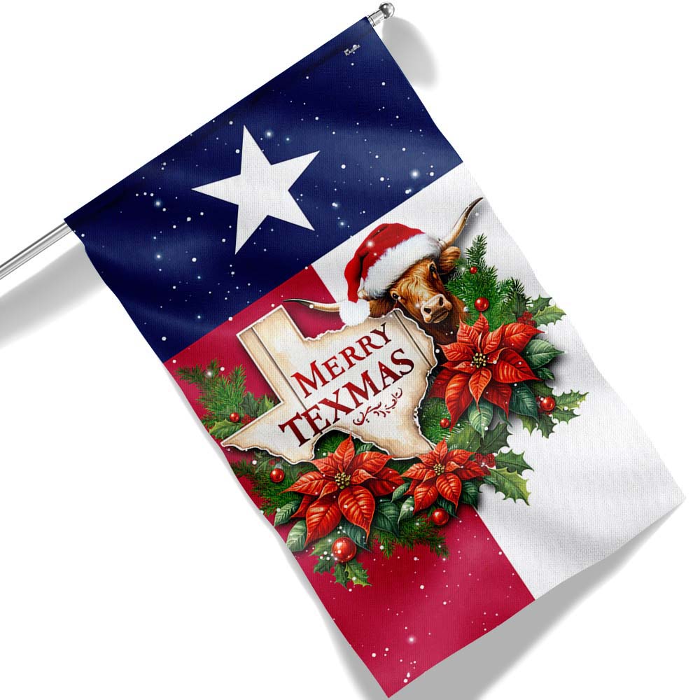 Merry Texmas Longhorns Christmas Texas Flag