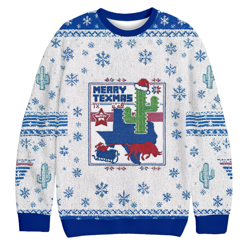 Merry Texmas Y'All Christmas Ugly Sweatshirt Christmas Party Novelty Sweater Gift Ideas