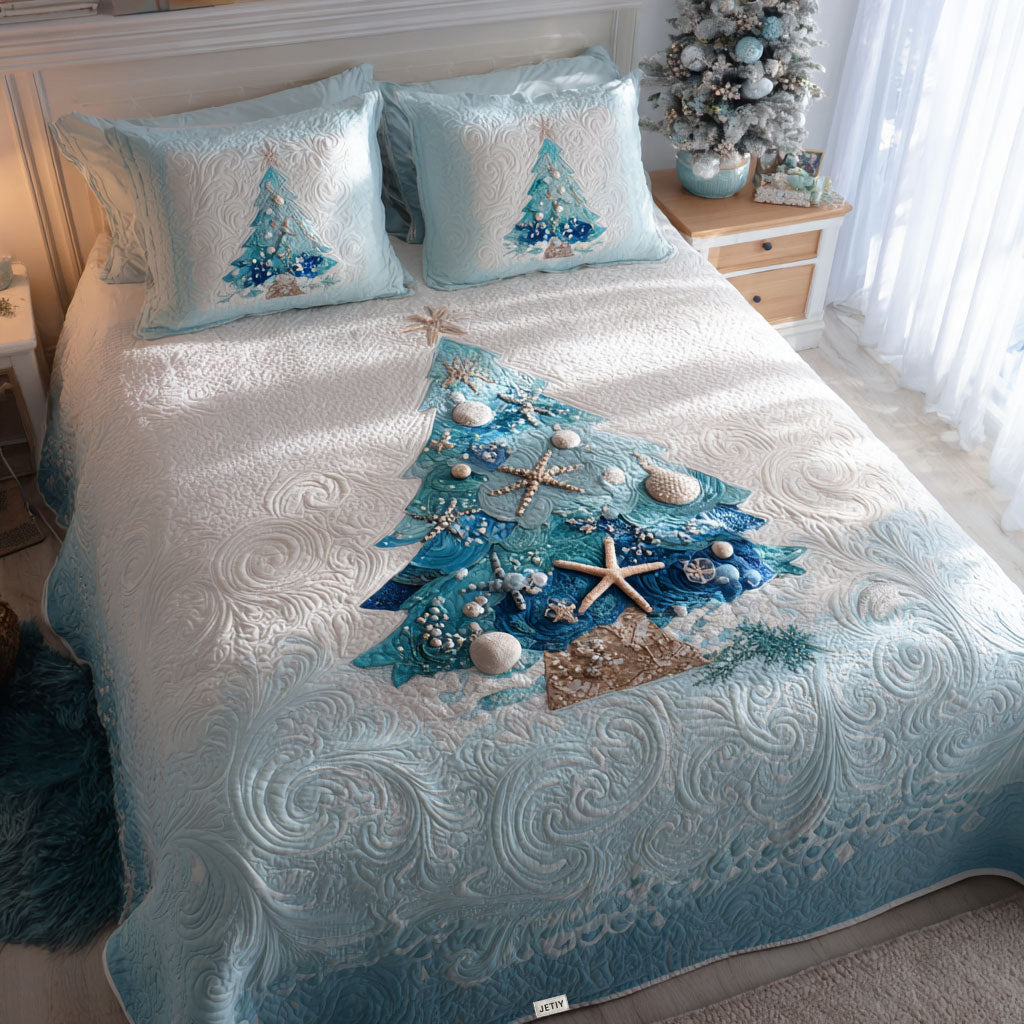 Merry Tides Quilted Bedding Set Holiday Duvet Cover Set Best Christmas Gifts For Mom