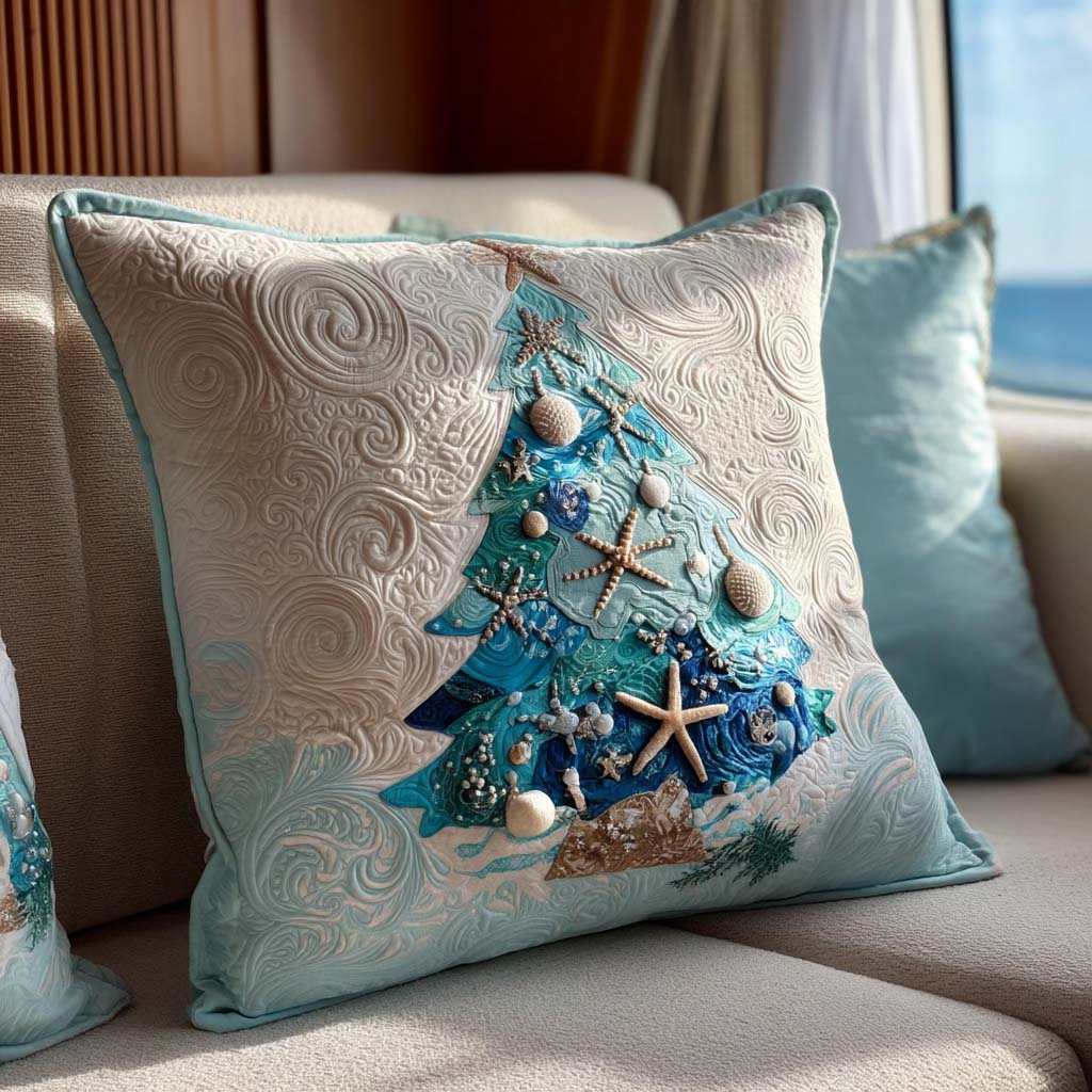 Merry Tides Quilted Pillow Case Holiday Pillow Covers Family Christmas Gifts