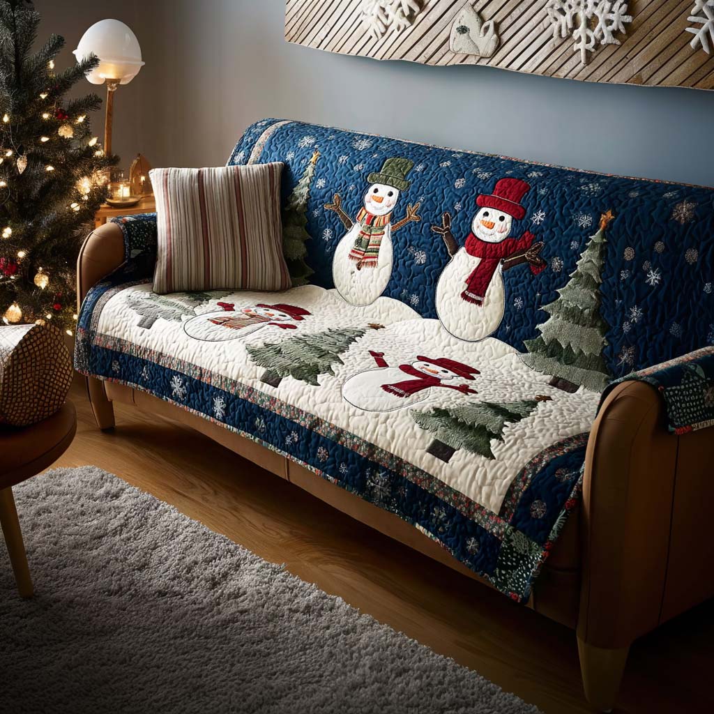 Merry Time Quilted Sofa Cover Holiday Living Room Decor Great Family Gifts