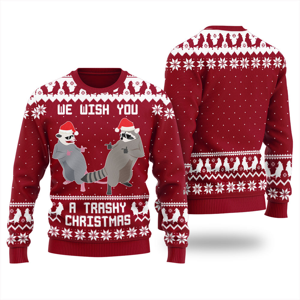 Merry Trashy Christmas Racoon Opossum Ugly Sweater Womens Meaningful Holiday Gift Merch to Show You Care