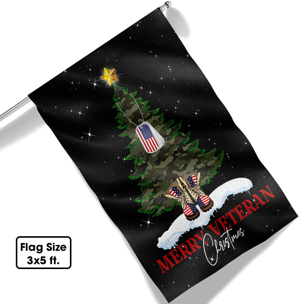 Merry Veteran Christmas Flag