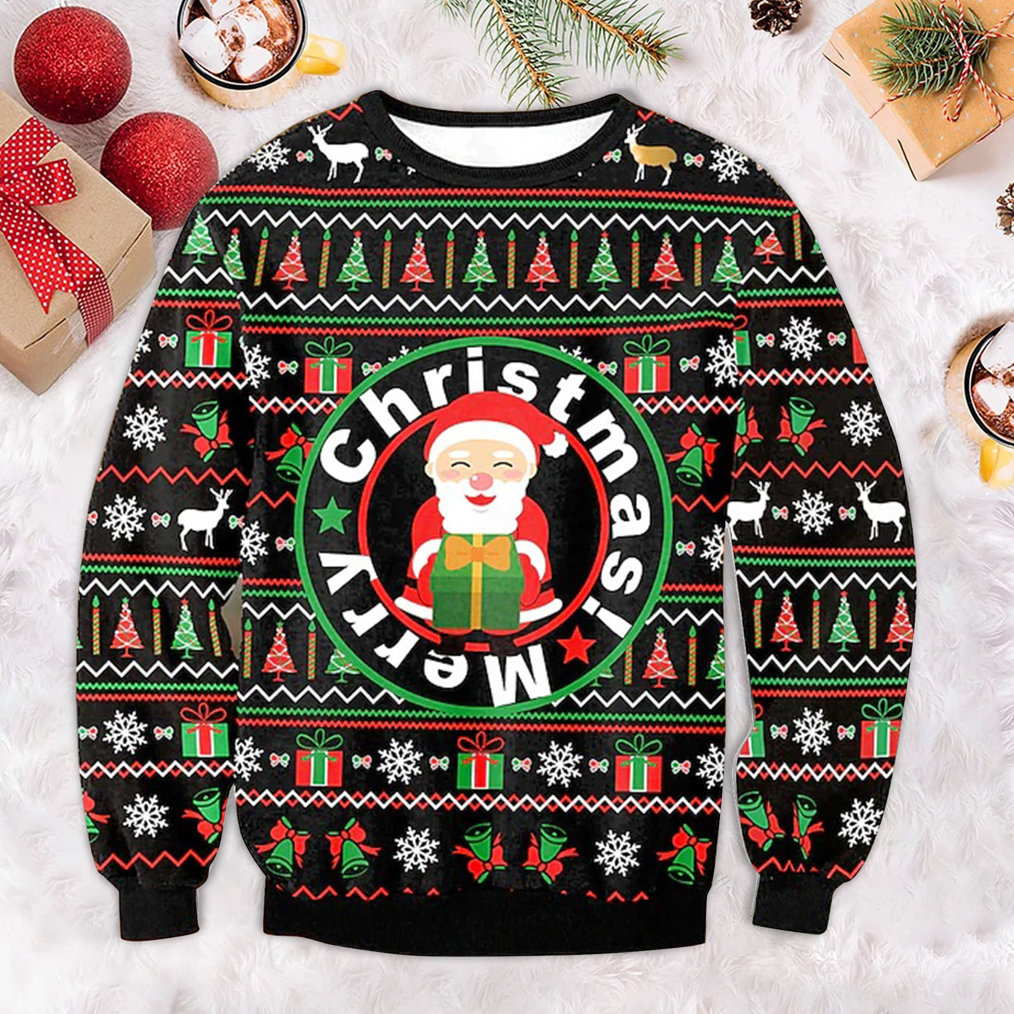 Merry Xmas Santa Ugly Christmas Sweater Funny Holiday Sweater Gifts For Friends