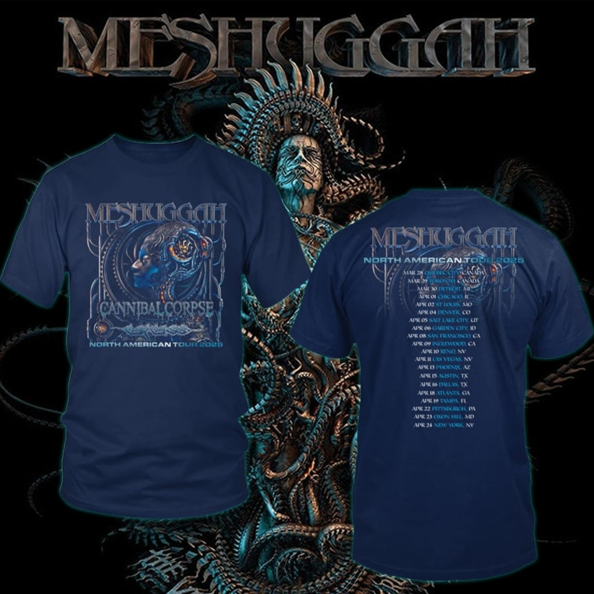 Meshuggah 2025 North American Tour Merch T-Shirt Meshuggah Band Merchandise Apparel
