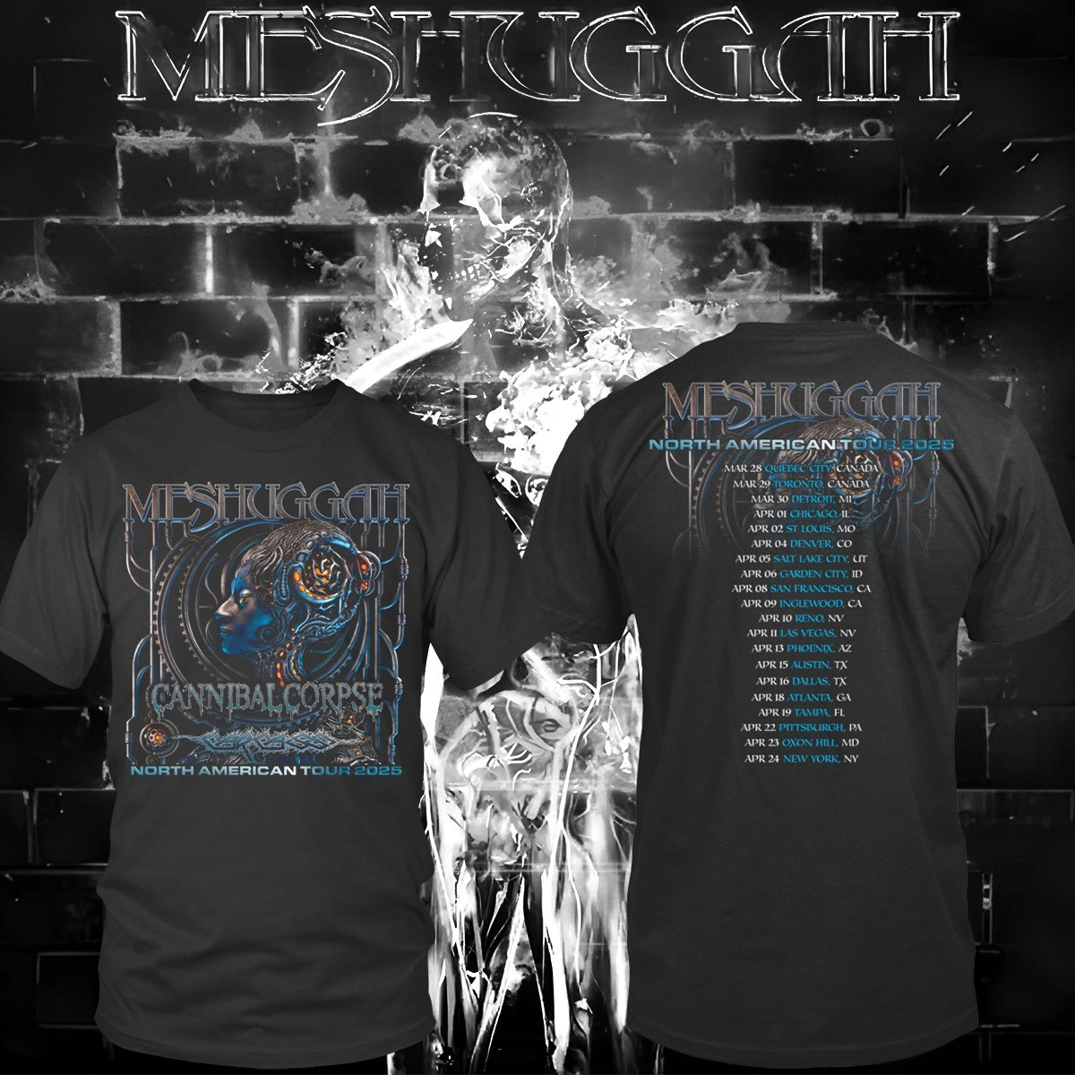 Meshuggah North American Tour 2025 Merch T-Shirt Meshuggah Band Merch Gifts For Fans