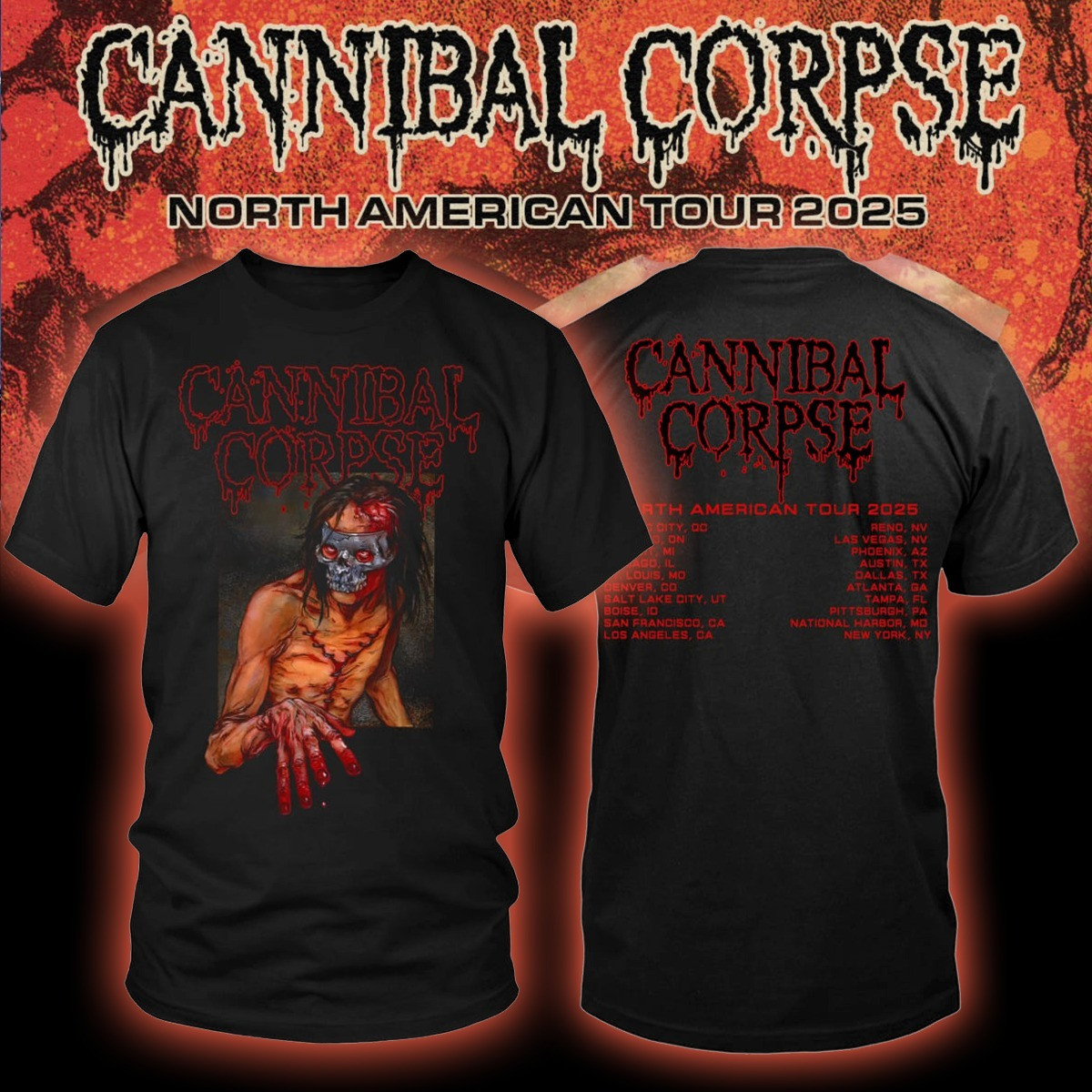 Meshuggah X Cannibal Corpse 2025 North American Tour Merch T-Shirt Best Fan Merch Gifts