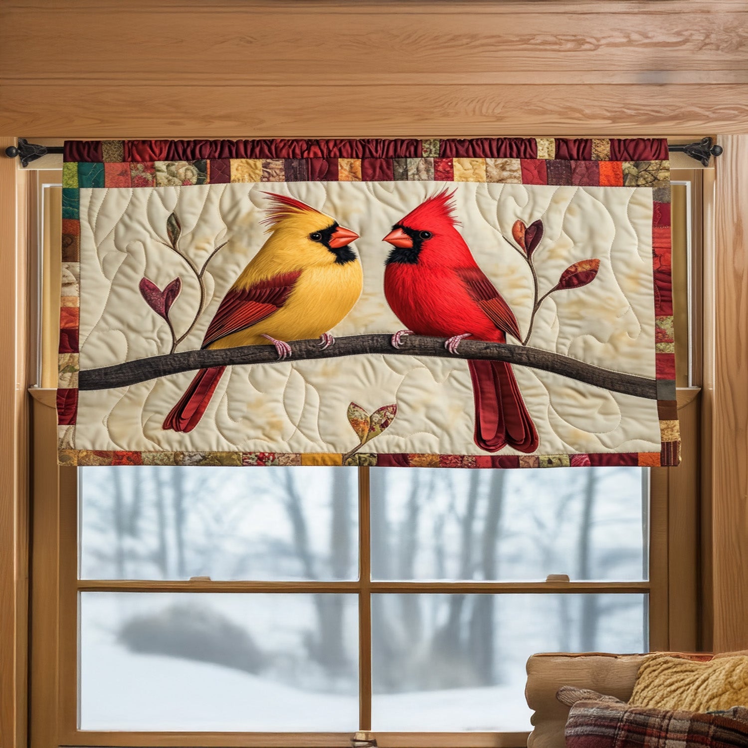 Messenger from Heaven Quilted Valance Entryway Christmas Decor Ideas Cardinal Themed Gifts