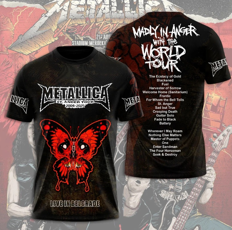 Metallica Band Madly In Anger With The World Tour T-Shirt Metallica Merch