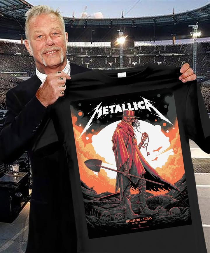 Metallica M72 Houston Texas 2025 Tour Merch T-Shirt Concert Clothing Rack Fan Gifts