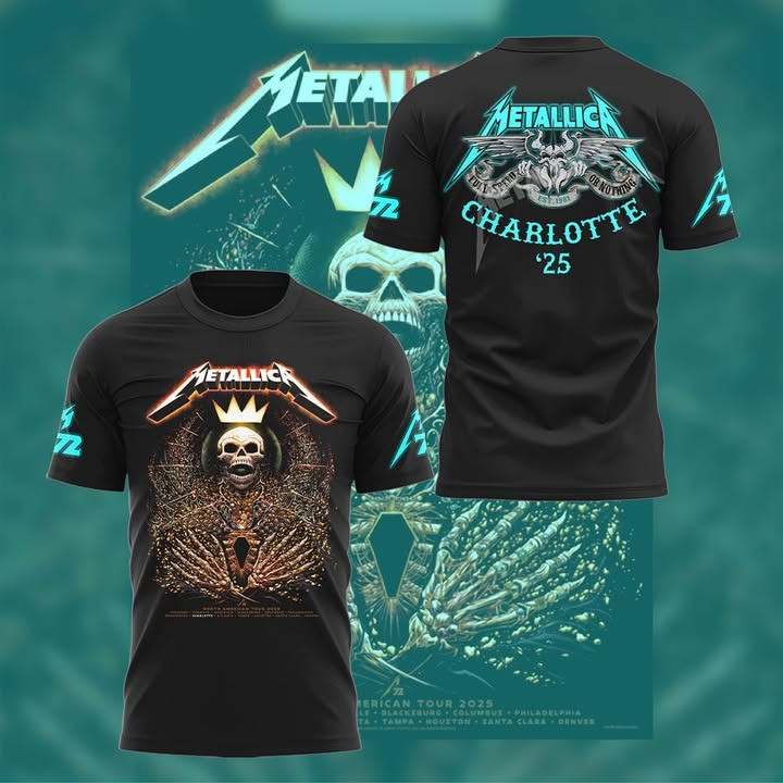 Metallica M72 Tour Merch Charlotte T-Shirt 2025 Concert Fan Clothing Gifts For Him