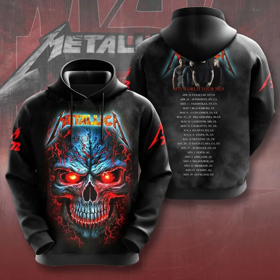 Metallica M72 World Tour 2025 Merch Hoodie Metallica Fan Gift Ideas For Dad