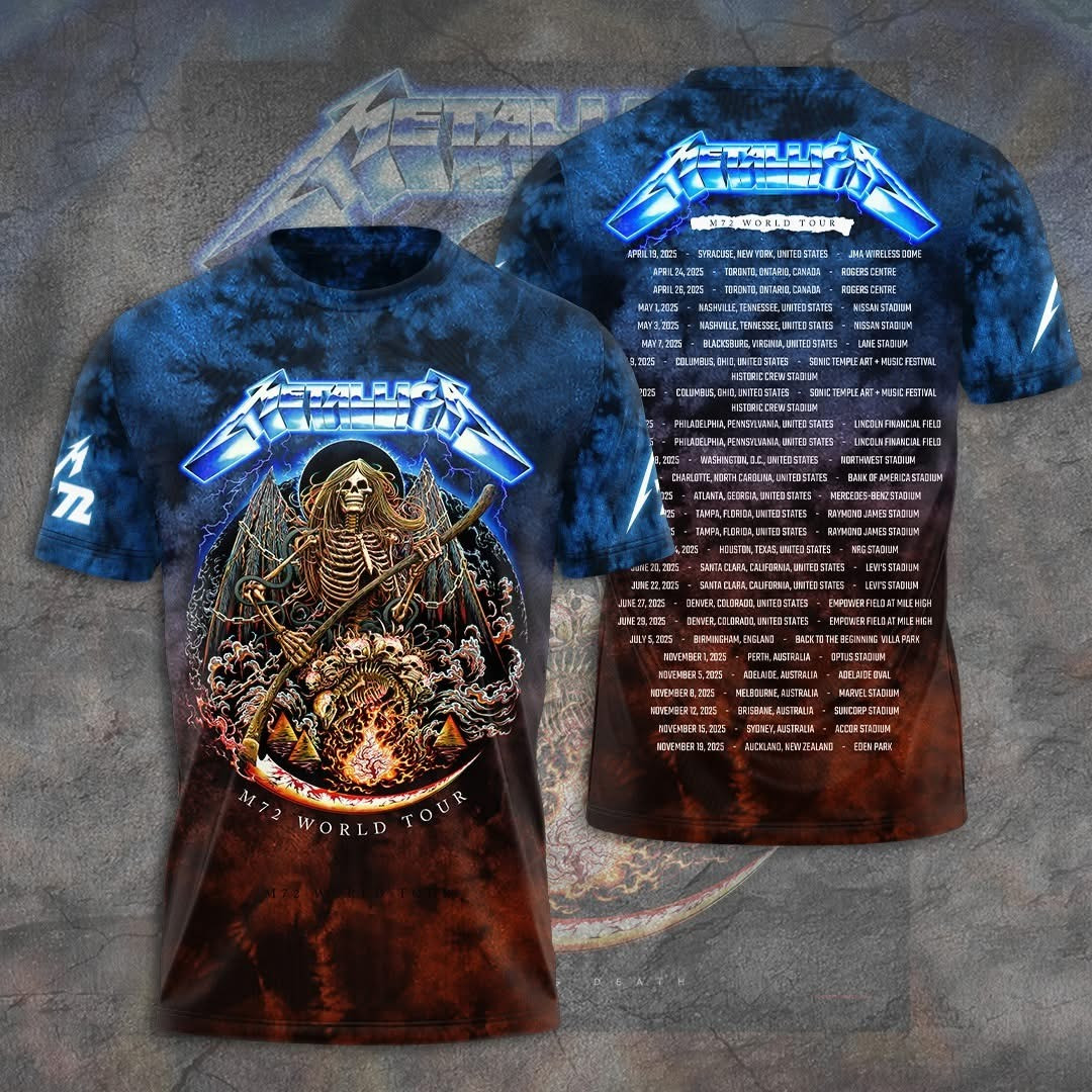Metallica M72 World Tour 2025 Merch T-Shirt Men's Cool Unique Gifts For Metallica Fans