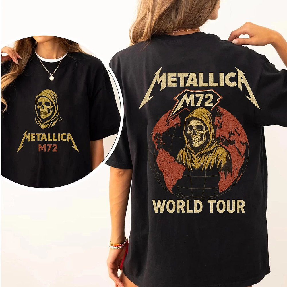 Metallica M72 World Tour 2025 Skull Heavy Metal Graphic T-Shirt