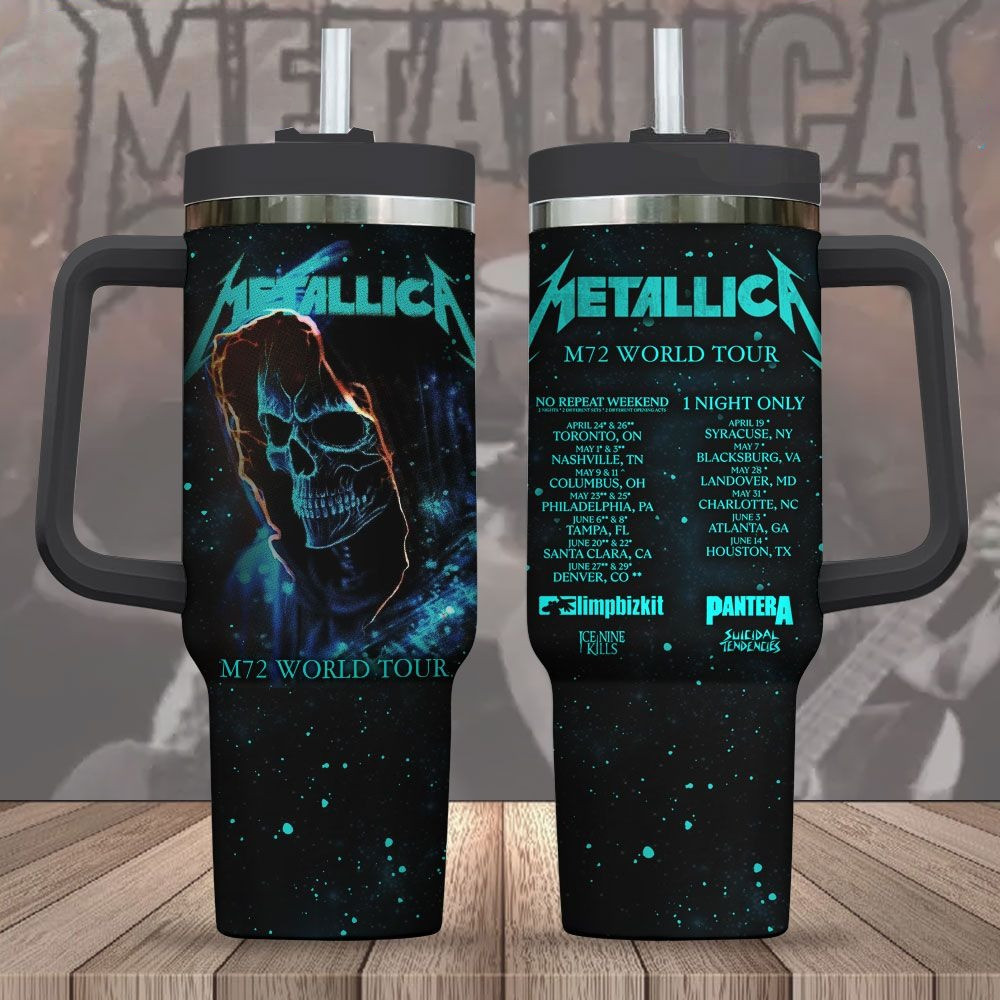Metallica M72 World Tour 2025 Stanley Tumbler Birthday Gifts For Music Lovers