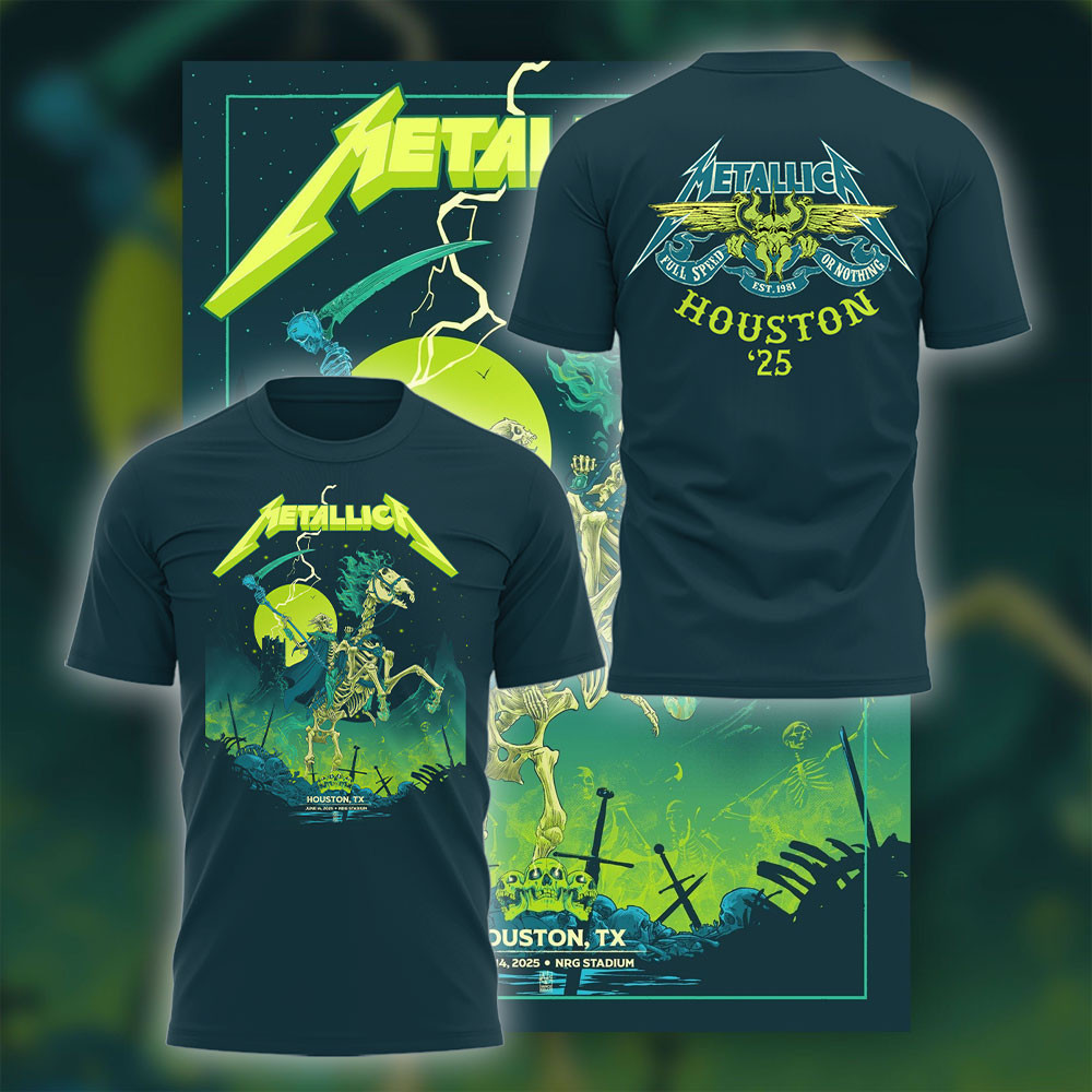 Metallica M72 World Tour Green T-Shirt Skeleton Rider Graphic Unique Gift For Rock Music Lovers