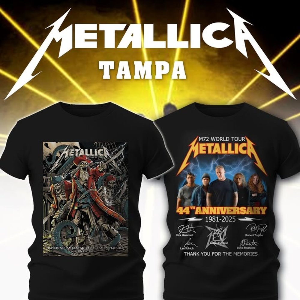 Metallica M72 World Tour Tampa 44th Anniversary 1981 2025 T-Shirt Metallica Merch Best Gift For Fans