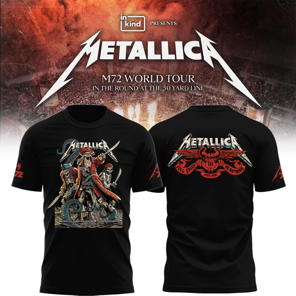 Metallica M72 World Tour Tampa Concert Black T-Shirt M72 Merch Him Gifts
