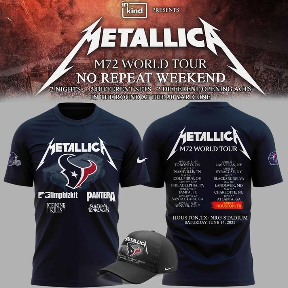 Metallica M72 World Tour x Houston Texas 2025 Navy T-Shirt Metallica Merch Best Gift For Fans