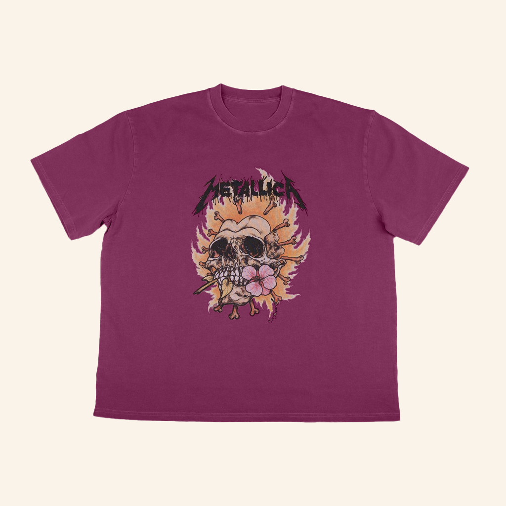 Metallica Merch Burning Flower T-Shirt Unique Gifts For Music Lovers
