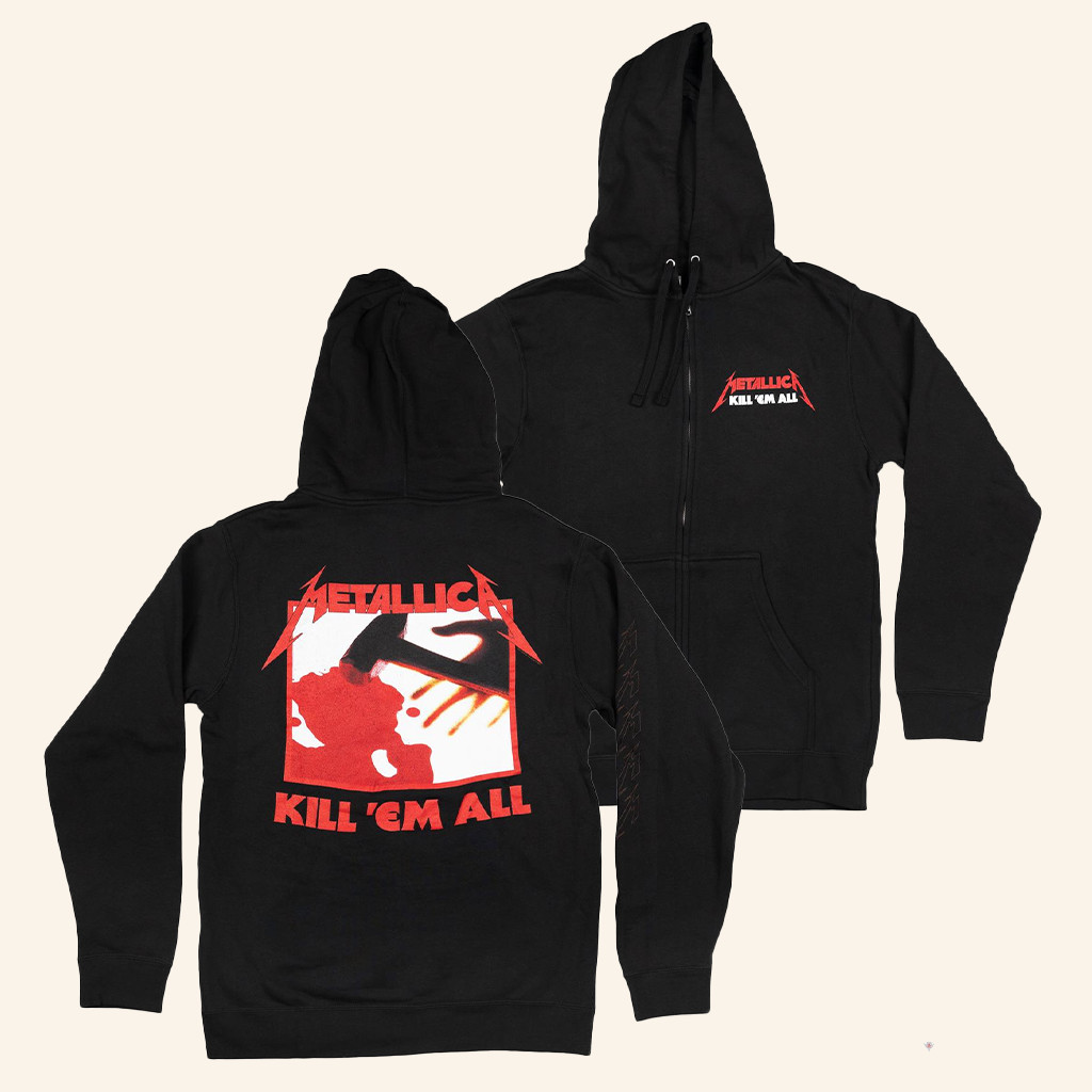 Metallica Merch Kill Em All Zip Hoodie Best Gifts For Music Lovers