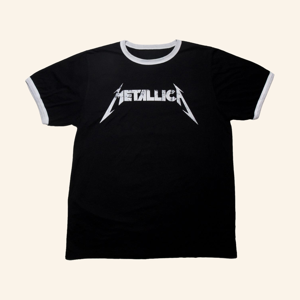 Metallica Merch Logo Ringer T-Shirt Birthday Gifts For Music Lovers