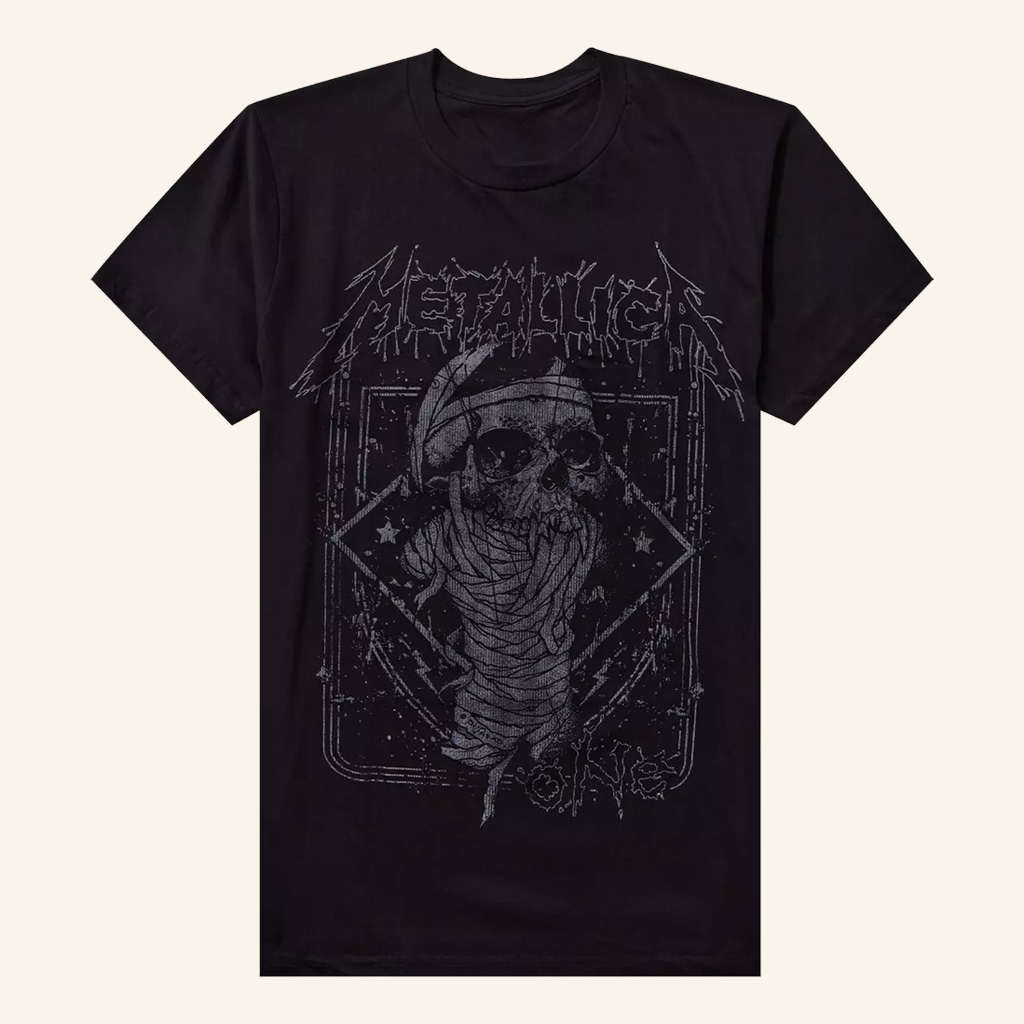 Metallica Merch One Faux Faded T-Shirt Music Lover Gift Ideas For Him
