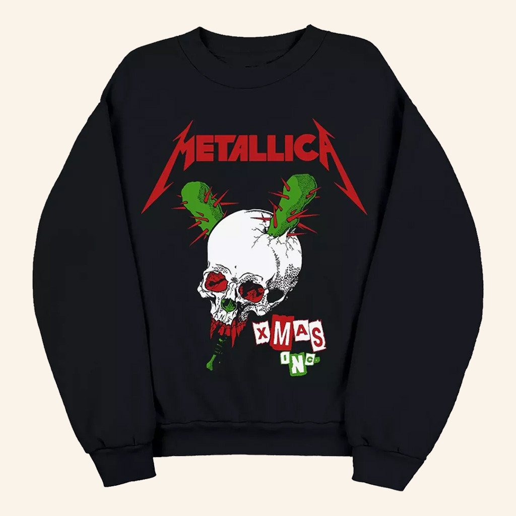 Metallica Merch Xmas Inc Skull Sweatshirt Christmas Gifts For Music Lovers