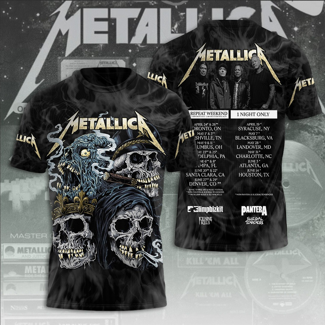 Metallica Repeat Weekend I Night Only Black T-Shirt Gifts For Music Enthusiasts