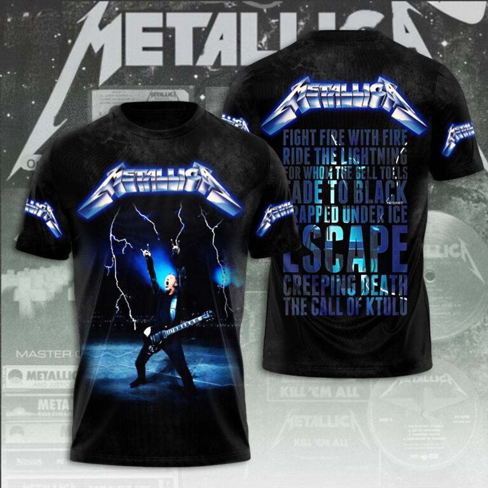 Metallica Ride The Lightning 3D T-Shirt Birthday Gifts For Music Lovers