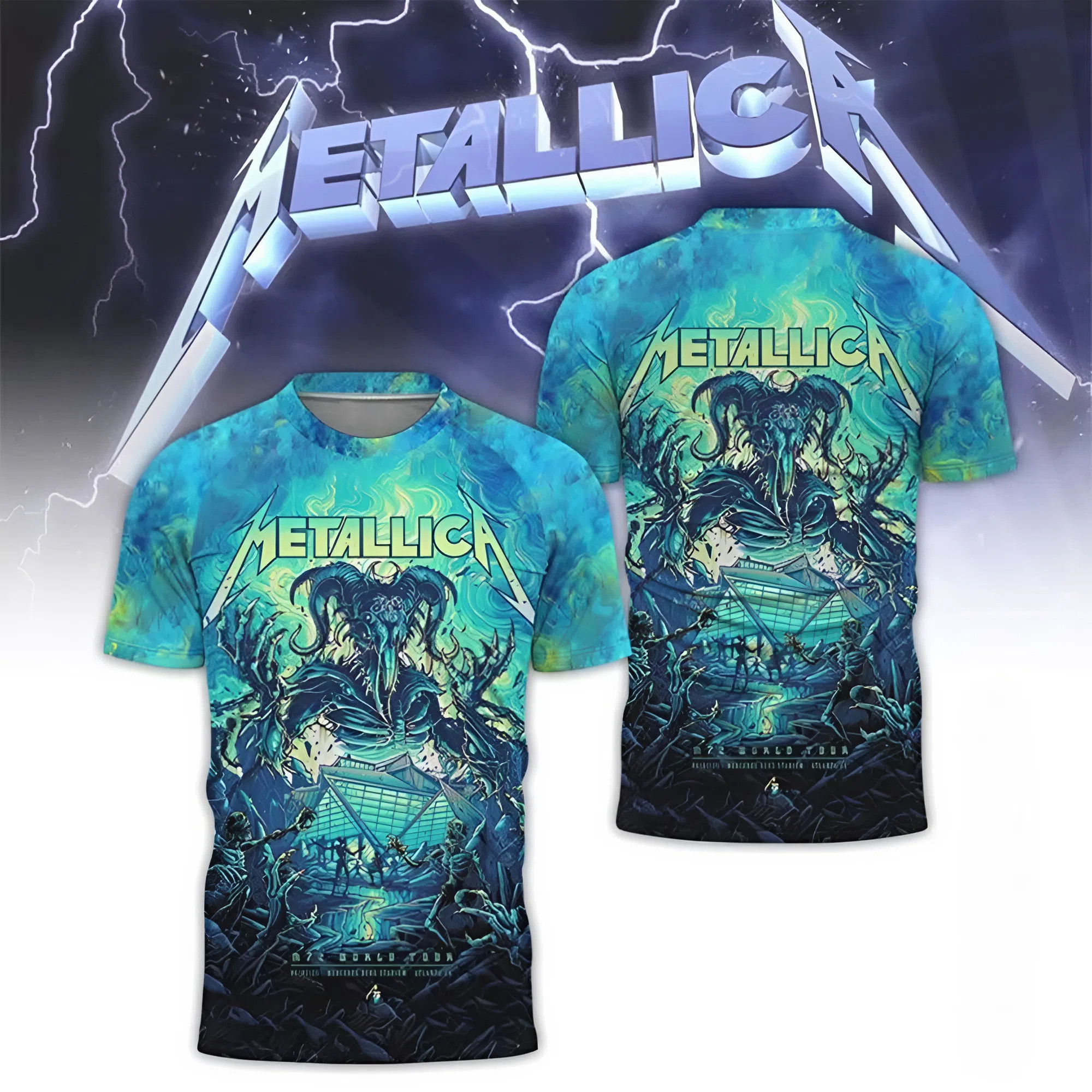 Metallica Ride The Lightning M72 World Tour T-Shirt Iconic Album Art Tee Gift For Metalhead Fans