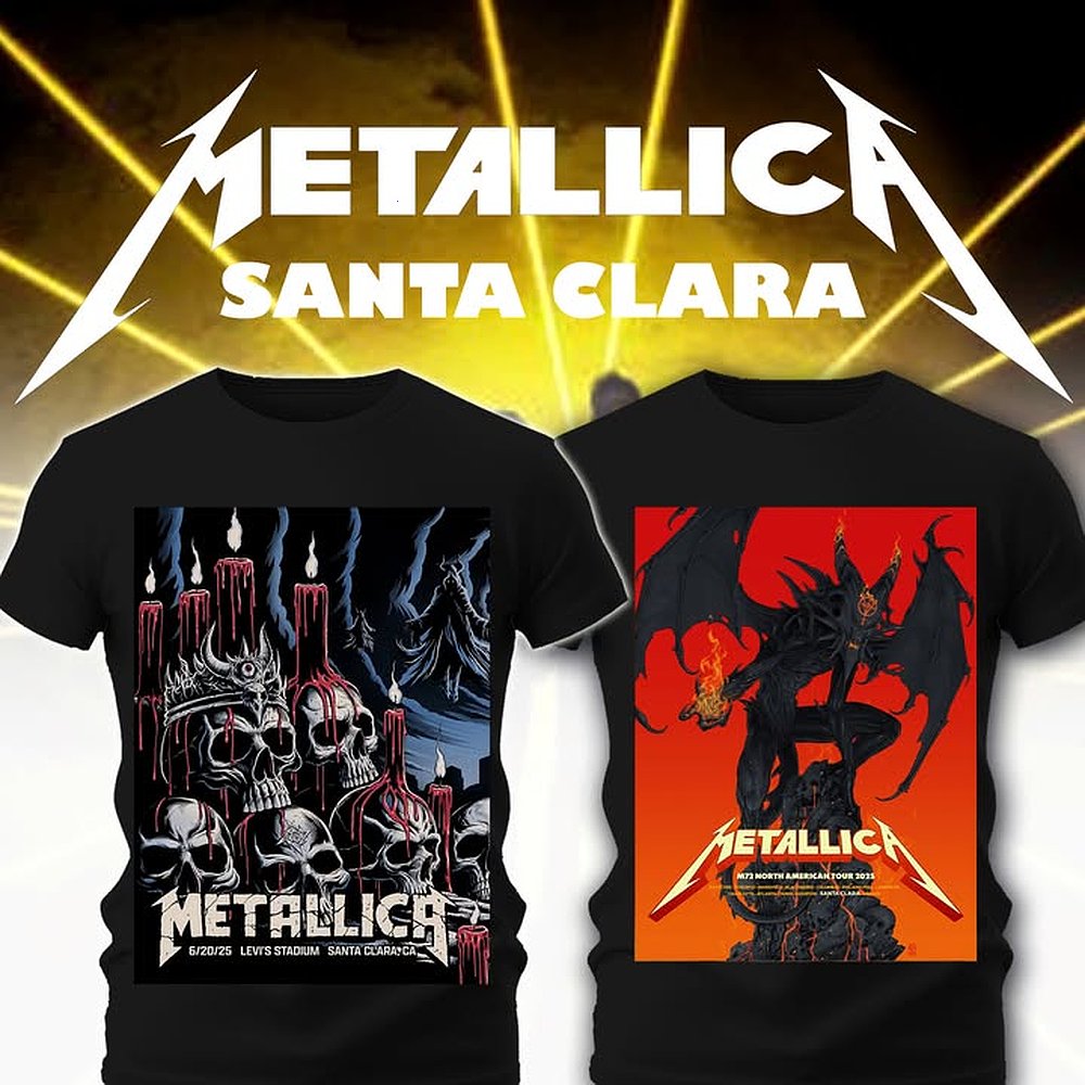 Metallica Santa Clara Skull Demon T-Shirt 2025 Tour Levi's Stadium Merch For Fans