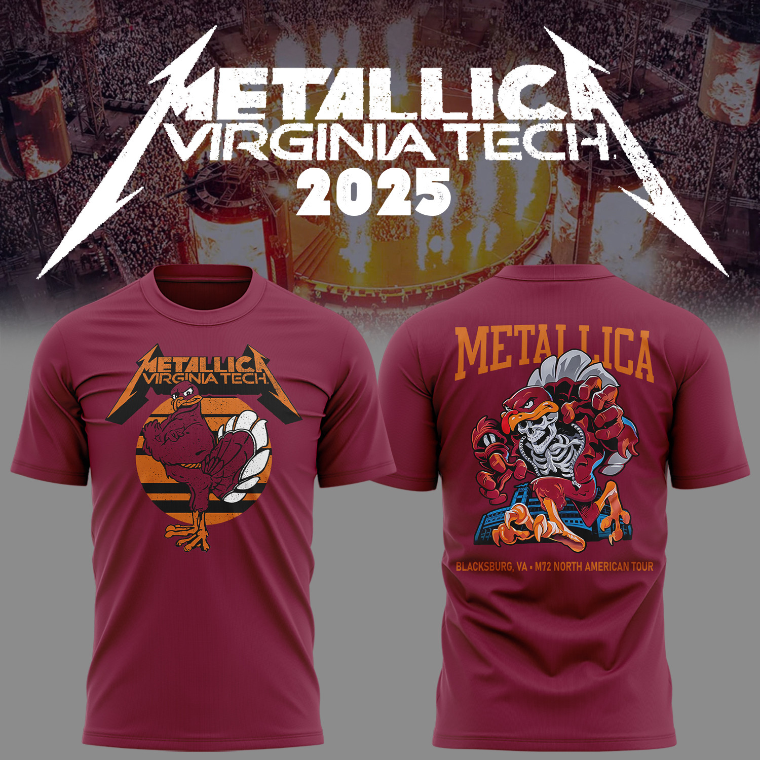 Metallica Virginia Tech Music Concert White T-Shirt Unique Gifts For Music Lovers