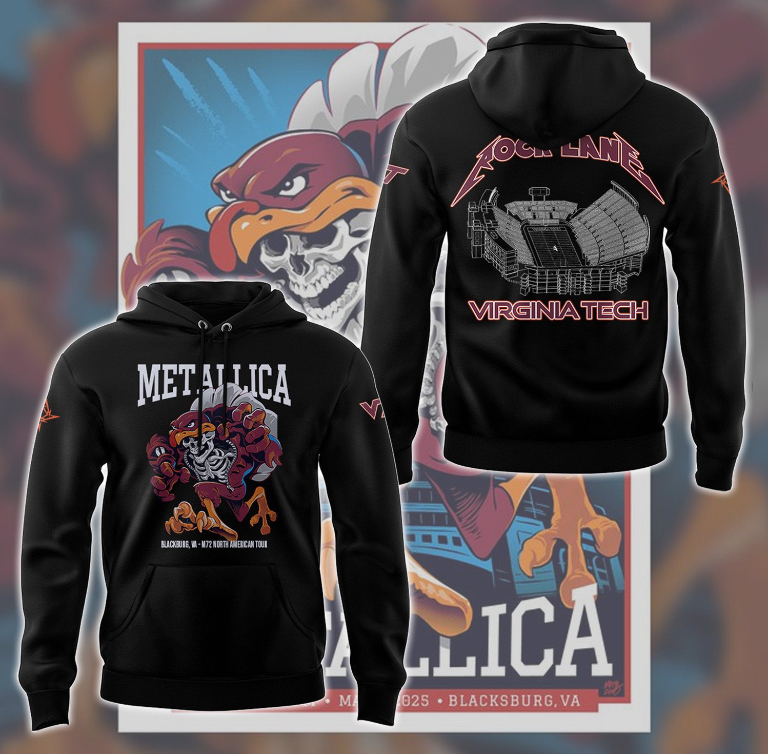Metallica x Virginia Tech Lane Rocked Hoodie Cool Gifts For Music Fans