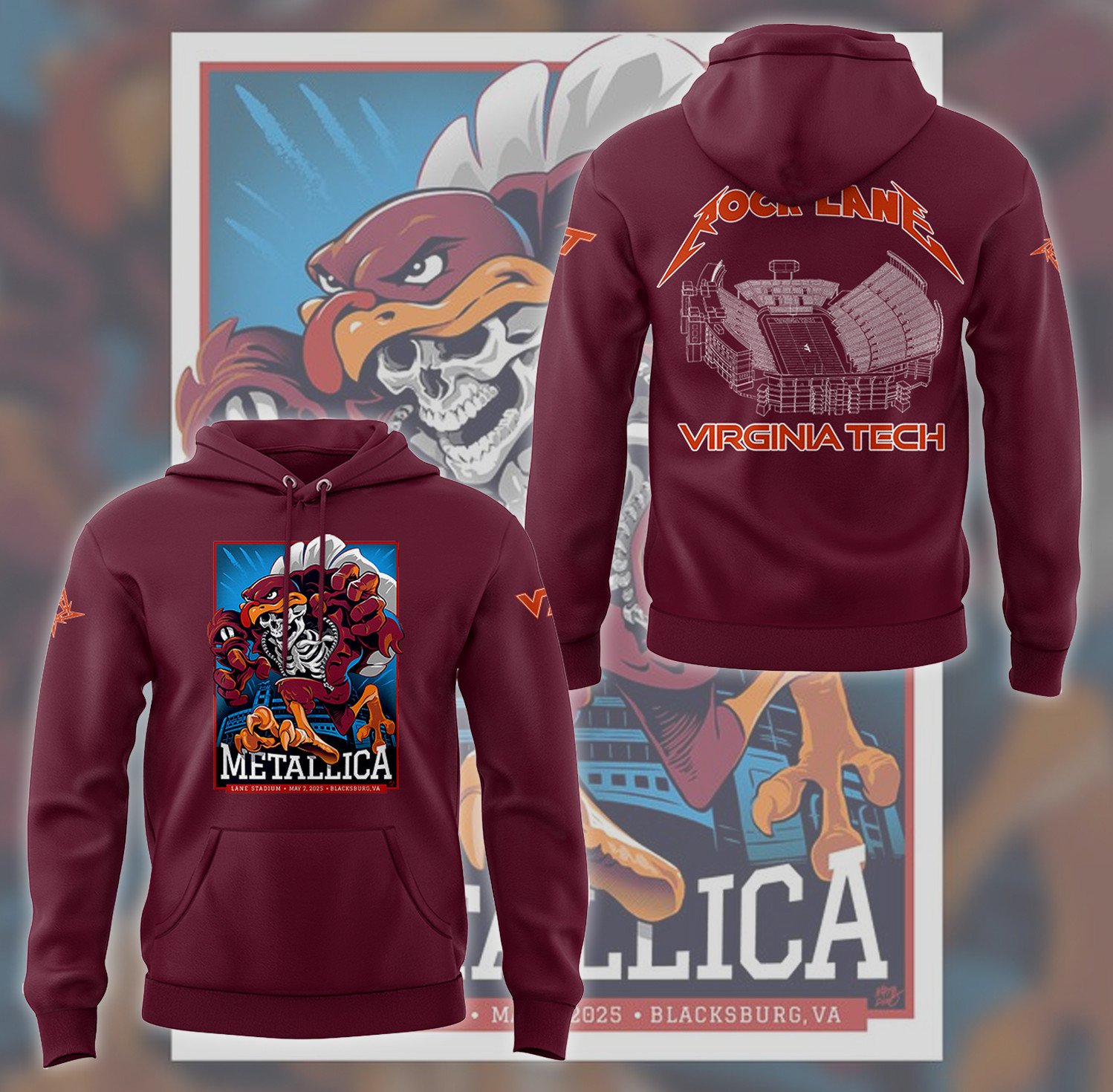 Metallica x Virginia Tech Lane Rocked Hoodie Gifts For Music Fans