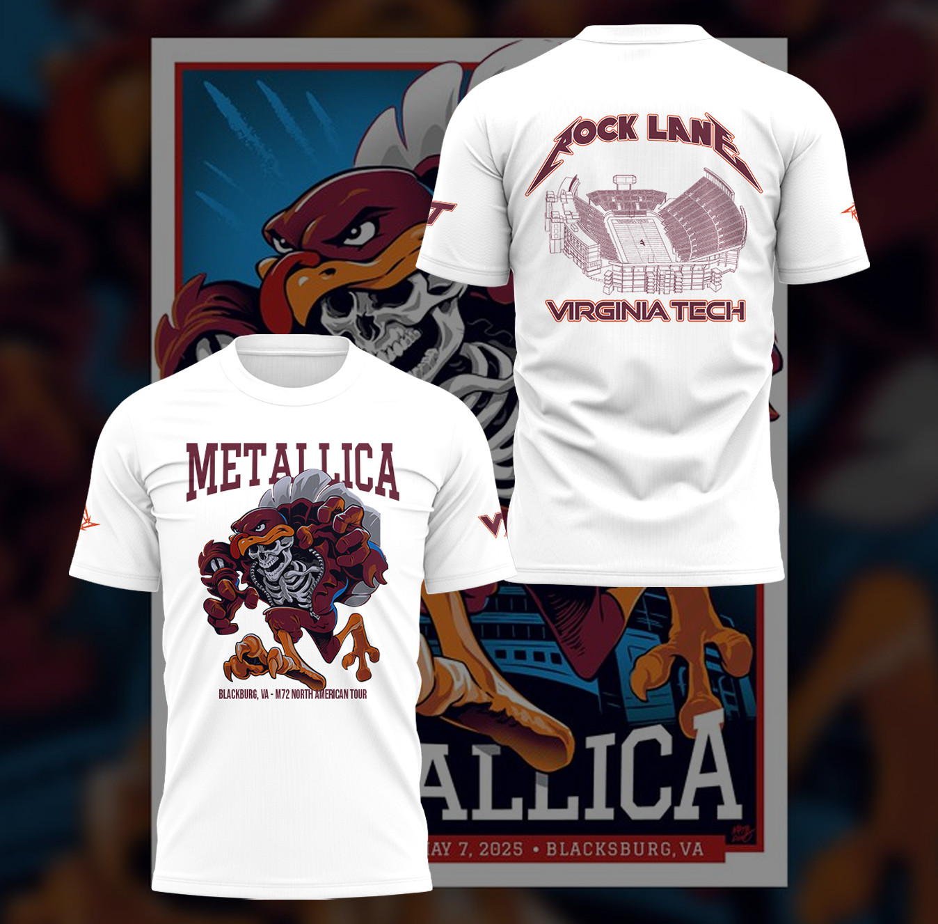 Metallica x Virginia Tech Lane Rocked T-Shirt Best Gifts For Concert Fan Lovers