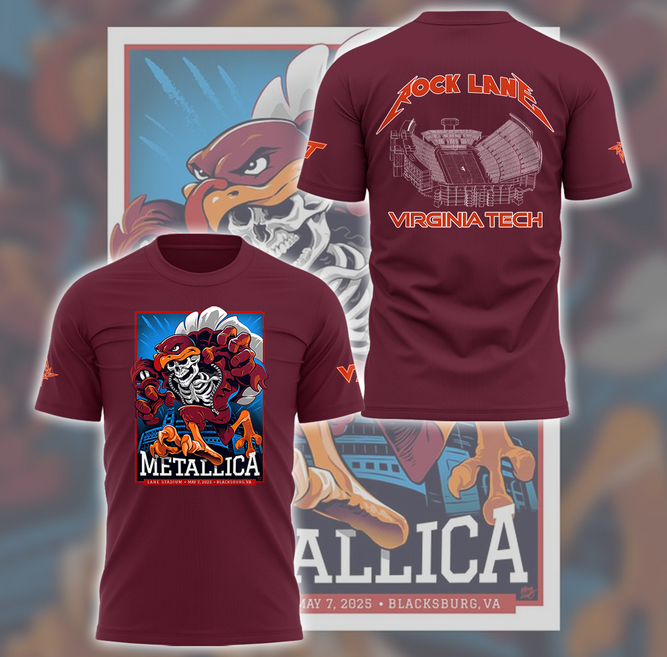 Metallica x Virginia Tech Lane Rocked T-Shirt Gifts For Music Fans