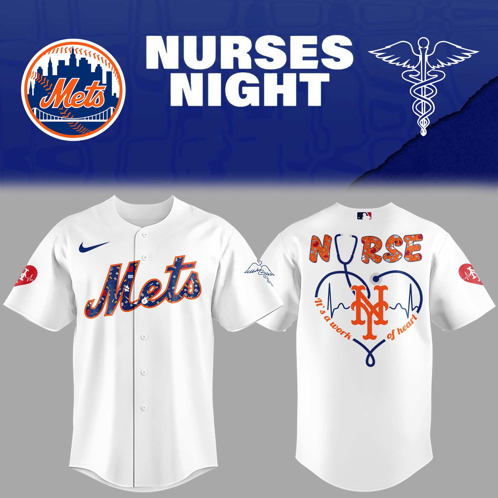 Mets Baseball Nurses Night White Jersey Gifts For Baseball Players Gifts For Baseball Players