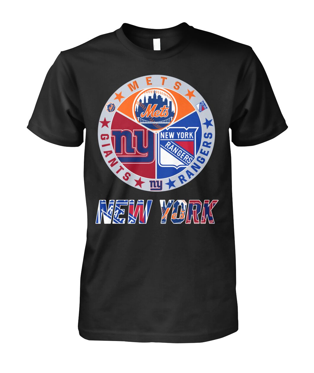 Mets Giants Rangers T-Shirt New York Sports Team Mashup Logo Shirt Cool Gift Friends