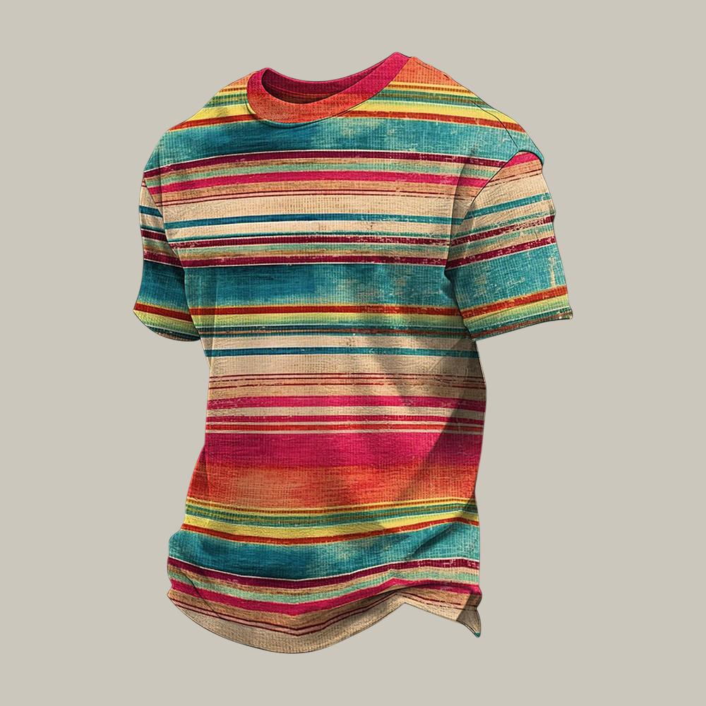 Mexican Art Striped T-Shirt Cinco De Mayo 2026 Clothes Gift For Him