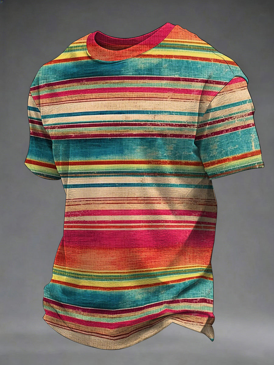 Mexican Blanket Stripe T-Shirt Fiesta Polo Cinco De Mayo Mexico Clothing Gift For Dad